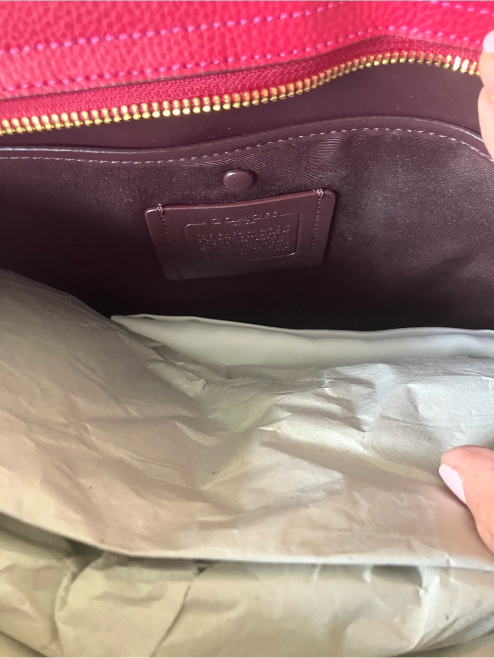Coach 69424 Bright Cherry Red Pebbled Leather Zip Central Tote Shoulder Bag NWT - Picture 8 of 10
